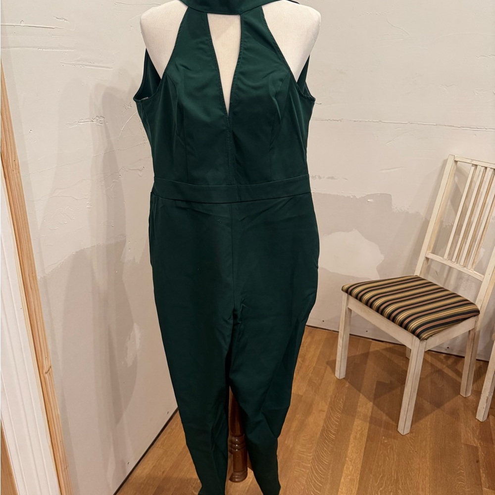 Charlotte Russe Dark Green Halter Jumpsuit